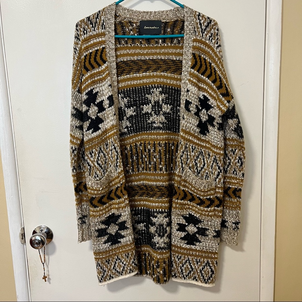 Multicolor Open Front Knit Cardigan